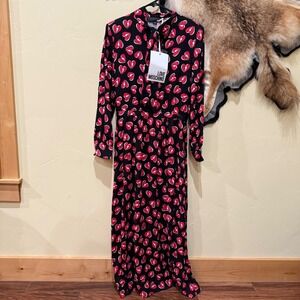 NEW $528 Love Moschino 42/6 Hearts Maxi Dress Dark‎ Romantic Whimsygoth